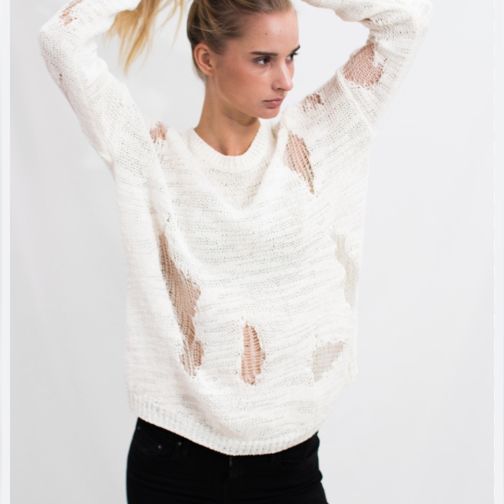 Generation Love Distressed Cotton Sweater XS